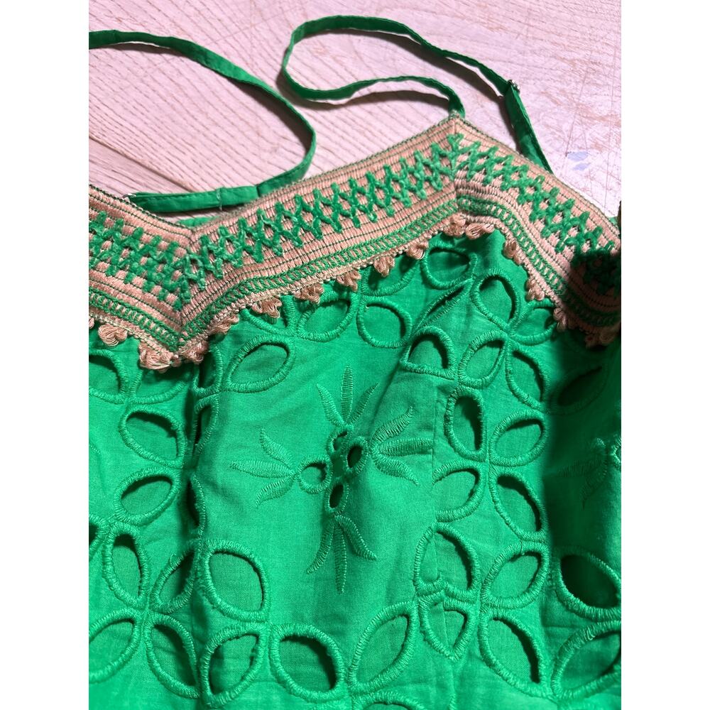 Farmers Market Green Cotton Eyelet Midi Dress Size L - Picture 7 of 9